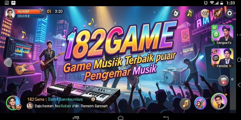Screenshot 182GAME menampilkan antarmuka permainan musik yang menarik.