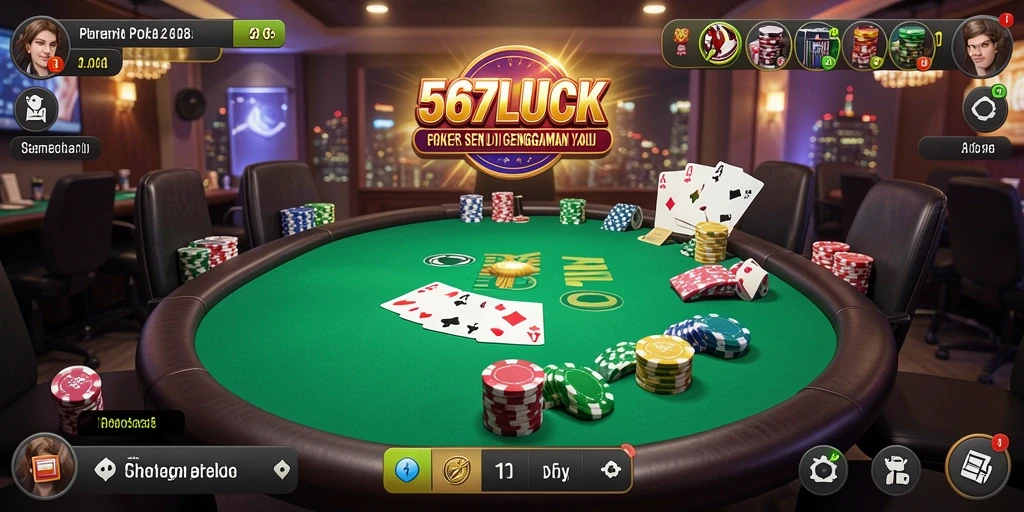 Tampilan gameplay poker yang menarik dan interaktif.