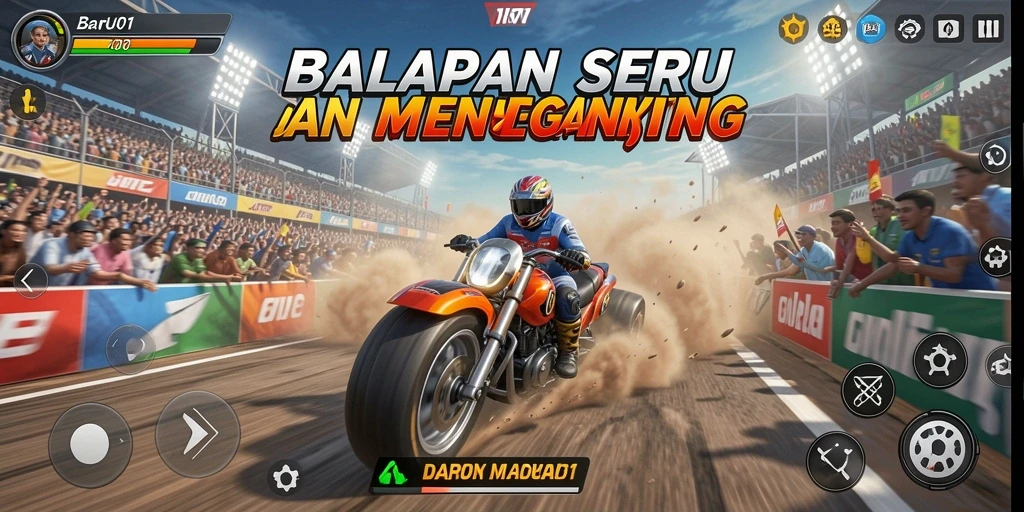 Tampilan gameplay racing BARU01 yang mendebarkan dan realistis.