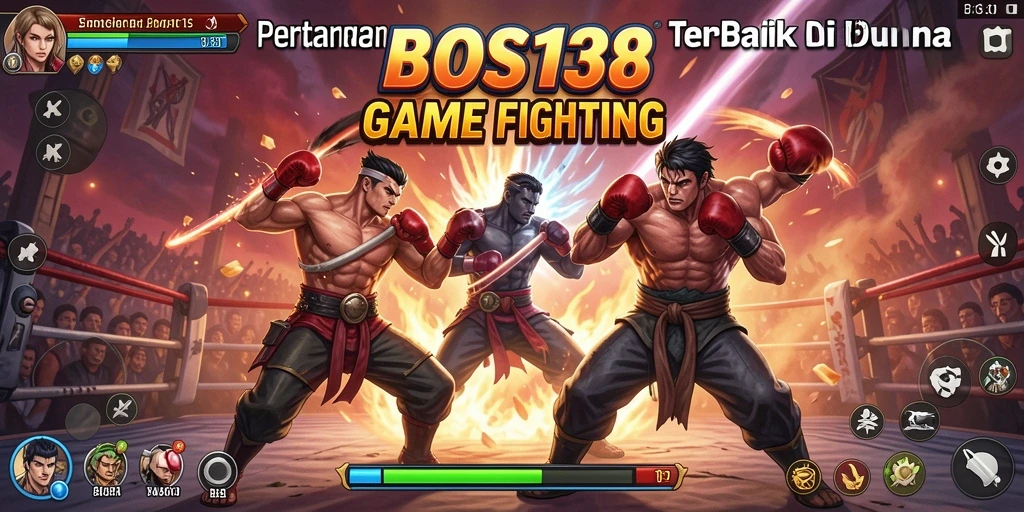 Screenshot gameplay BOS138 menampilkan pertarungan intens penuh aksi.