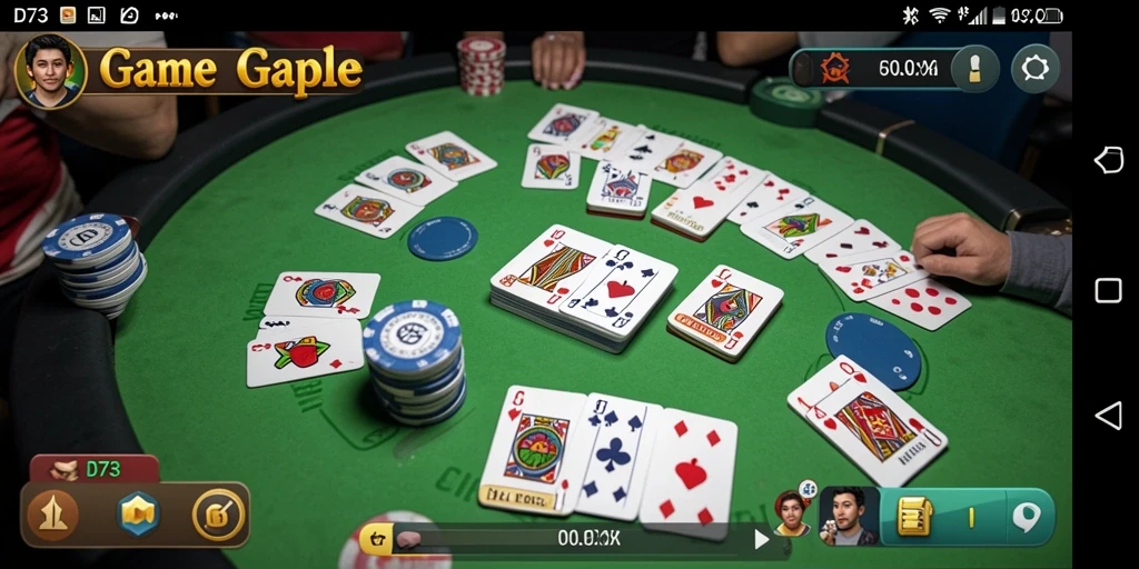Tampilan utama gameplay D73 dengan keseruan permainan Gaple.