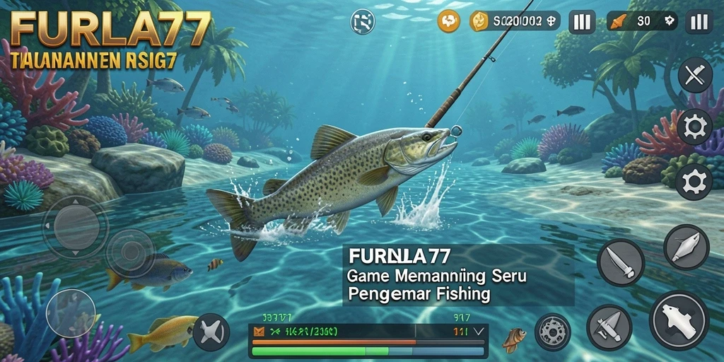 Screenshot gameplay <strong>FURLA77</strong> yang menunjukkan aksi seru dalam memancing.