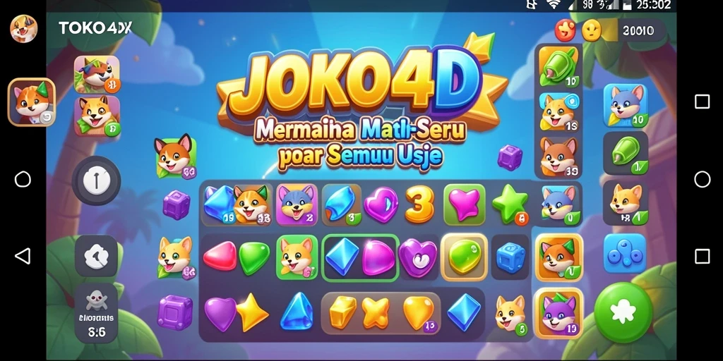 Screenshot gameplay JOKO4D yang menunjukkan kecocokan item Match-3.