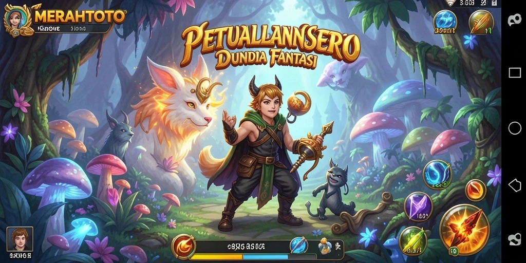 Screenshot gameplay MERAHTOTO yang menunjukkan petualangan seru di dunia fantasi.