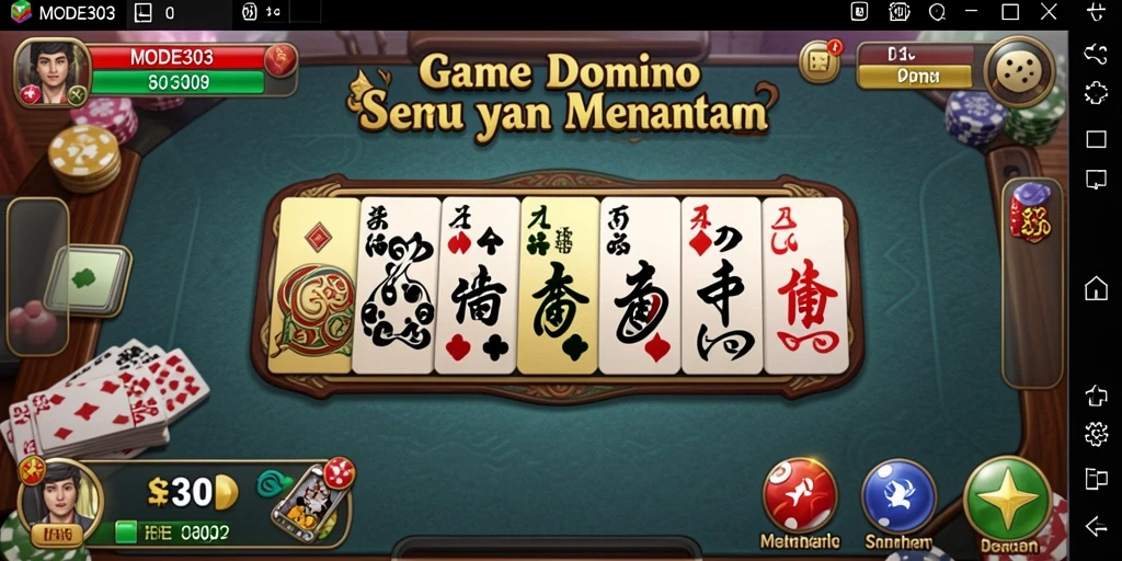 Screenshot gameplay <strong>MODE303</strong> yang menunjukkan pertandingan domino seru.