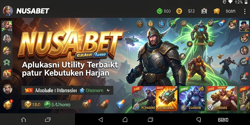 Tampilan layar utama NUSABET dengan berbagai fitur Utility yang mempermudah pengguna.