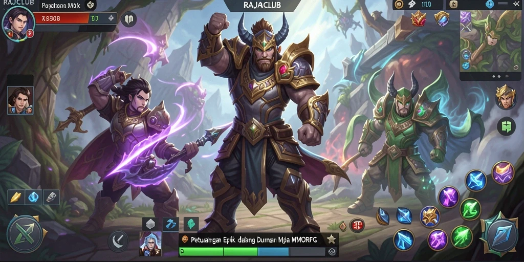 Gameplay seru RAJACLUB dalam dunia MMORPG penuh petualangan.