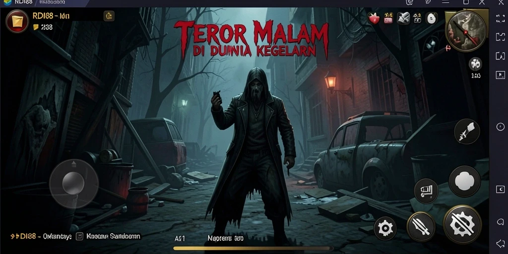 Screenshot gameplay RDI88 menampilkan suasana menyeramkan dan mencekam.