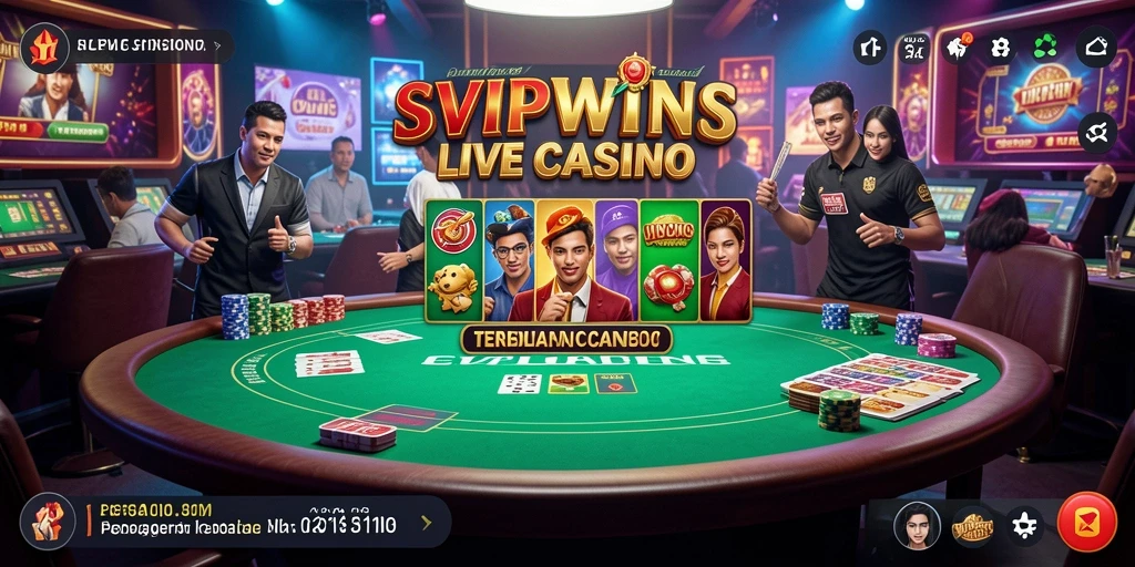 Screenshot utama SVIPWINS menampilkan gameplay Live Casino yang seru.
