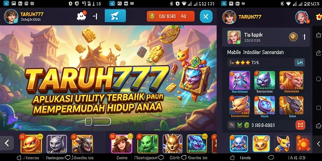 Tampilan antarmuka aplikasi TARUH777 yang sederhana dan efektif.
