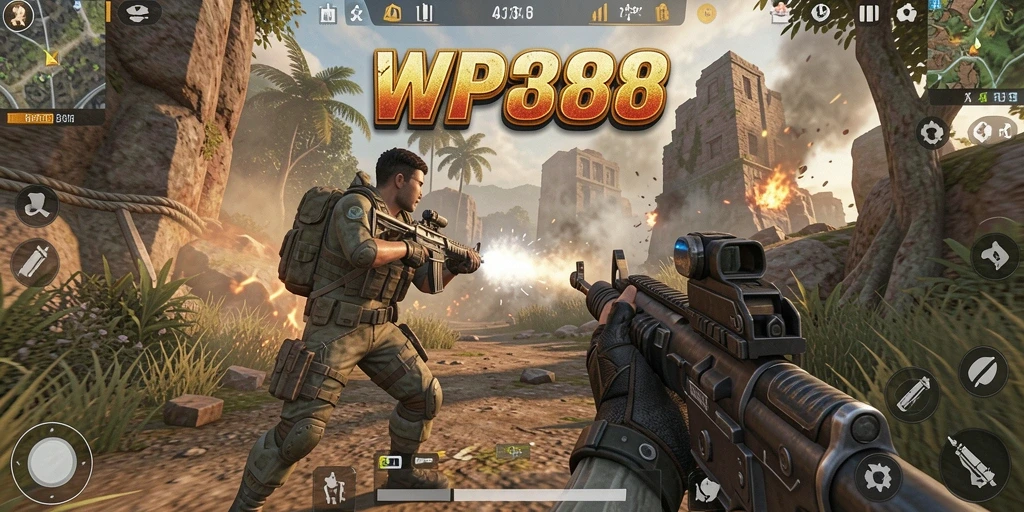 Tampilan gameplay WP888 yang dinamis dan penuh aksi.